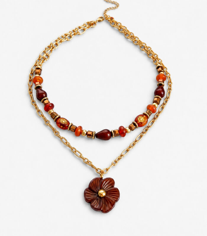 Κολιέ MARONI AMBER BLOOM