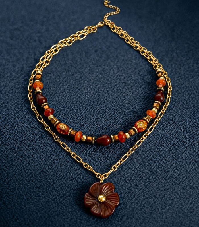 Κολιέ MARONI AMBER BLOOM