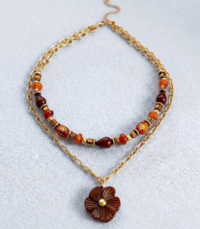 Κολιέ MARONI AMBER BLOOM