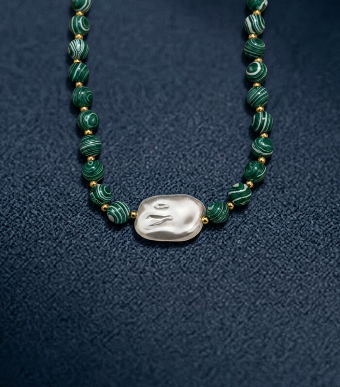 Κολιέ MARONI MALACHITE PEARL