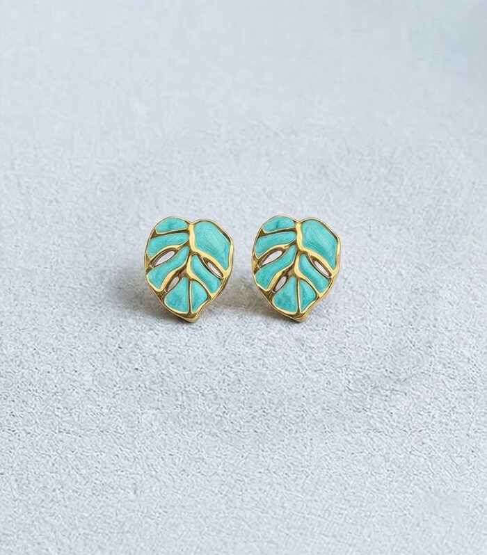 Σκουλαρίκια MARONI Noir Exotic Leaf Studs