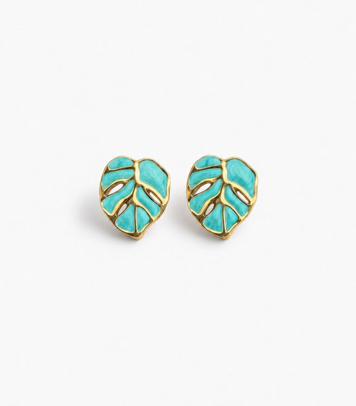 Σκουλαρίκια MARONI Noir Exotic Leaf Studs