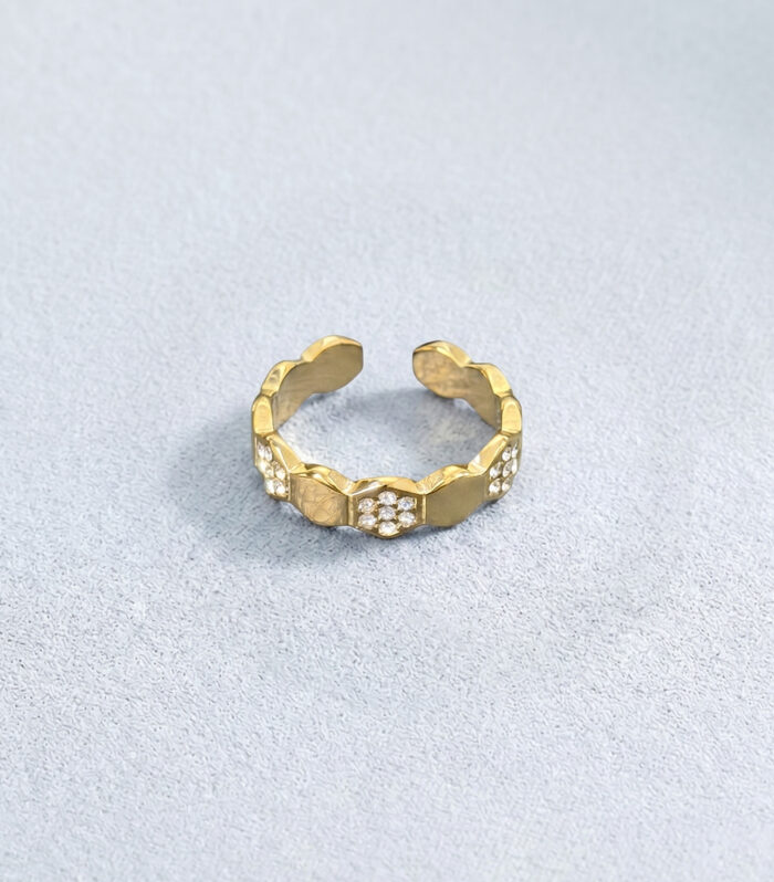 Δαχτυλίδι MARONI Golden Honeycomb Pave