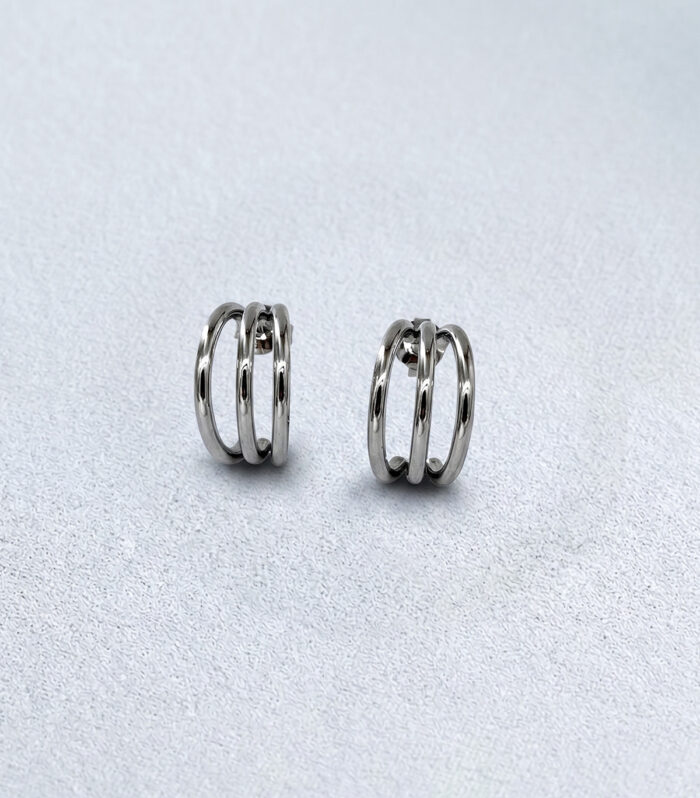 Σκουλαρίκια MARONI Silver Triple Hoop