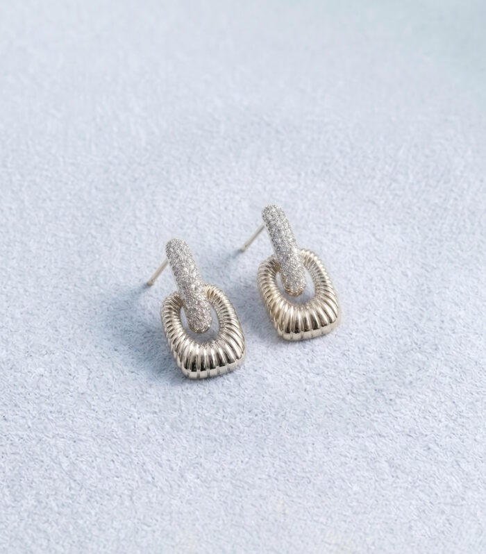 Σκουλαρίκια MARONI Retro Ribbed Pave