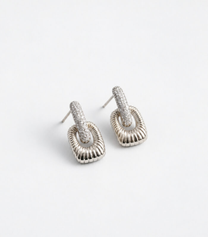 Σκουλαρίκια MARONI Retro Ribbed Pave