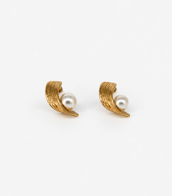 Σκουλαρίκια MARONI TEXTURED PEARL CURVE